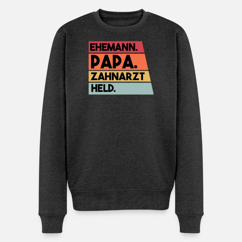 Ehemann Papa Beruf Zahnarzt Held - Männer Premium Bio Pullover - Anthrazit meliert