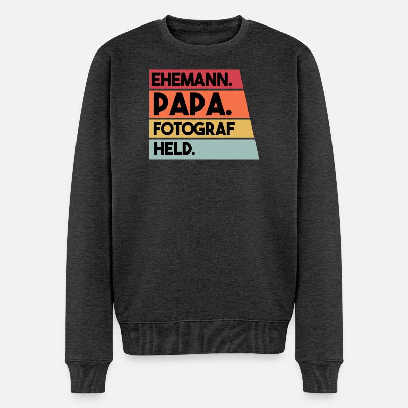 Ehemann Papa Fotograf Held - Männer Premium Bio Pullover - Anthrazit meliert
