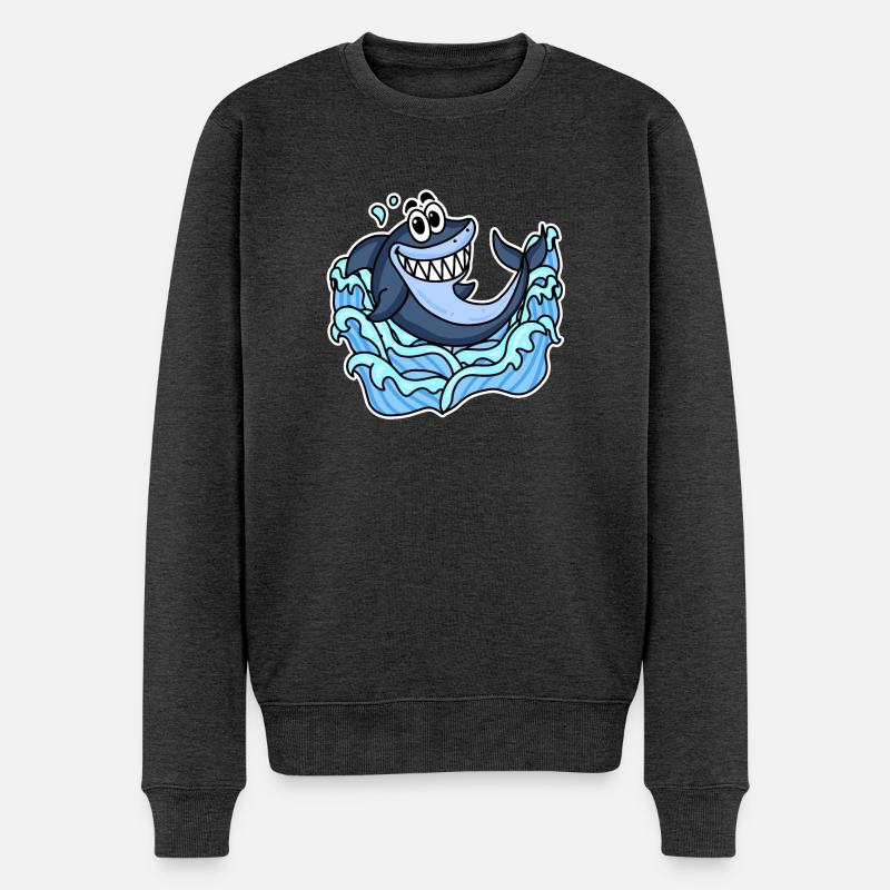 Hai Fisch - Männer Premium Bio Pullover - Anthrazit meliert