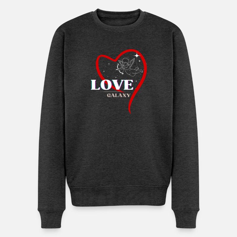 Kosmischer Amor Liebe - Männer Premium Bio Pullover - Anthrazit meliert