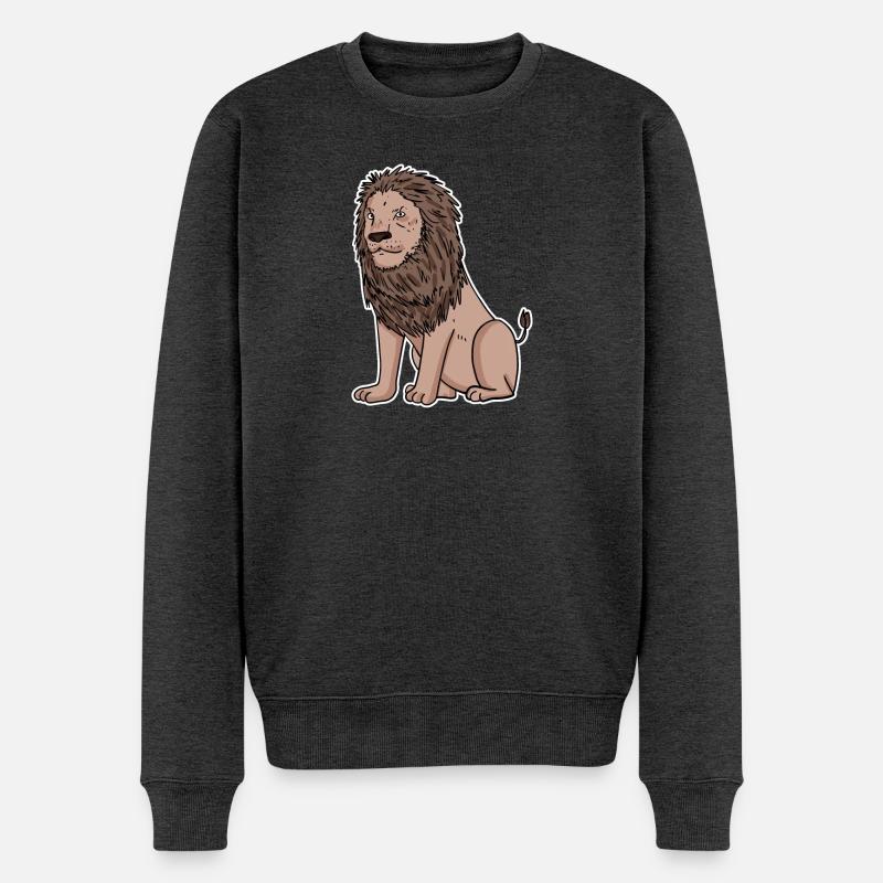 Löwe Motiv - Männer Premium Bio Pullover - Anthrazit meliert