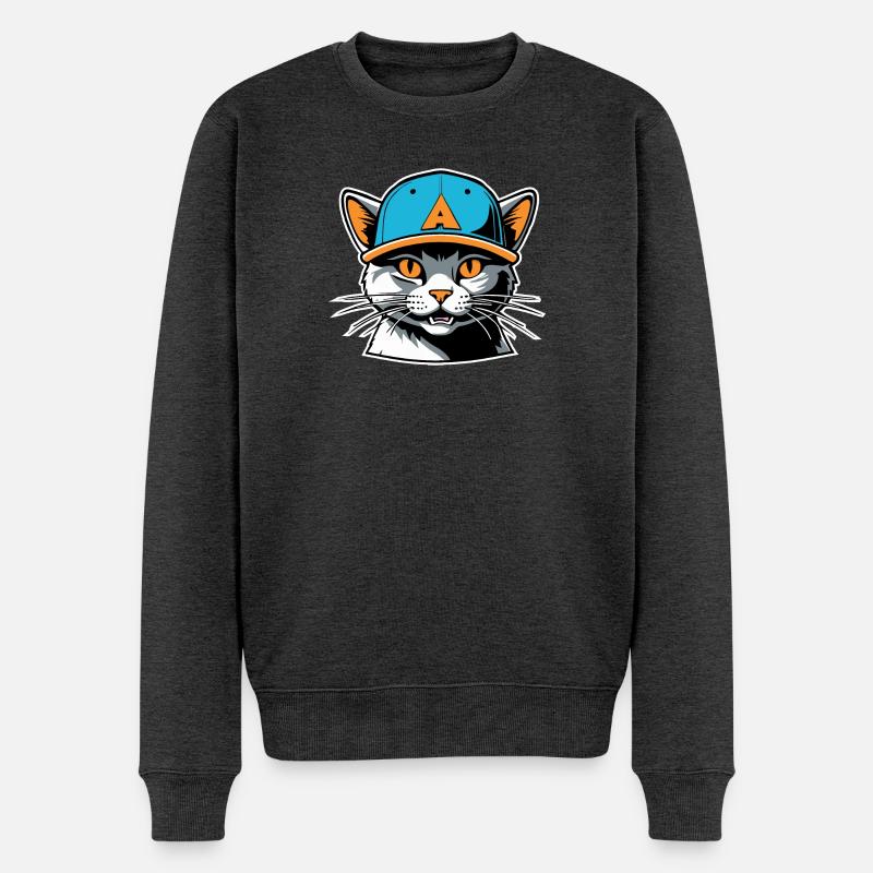 Chat dans un chapeau - Pull Premium bio Homme - anthracite chiné