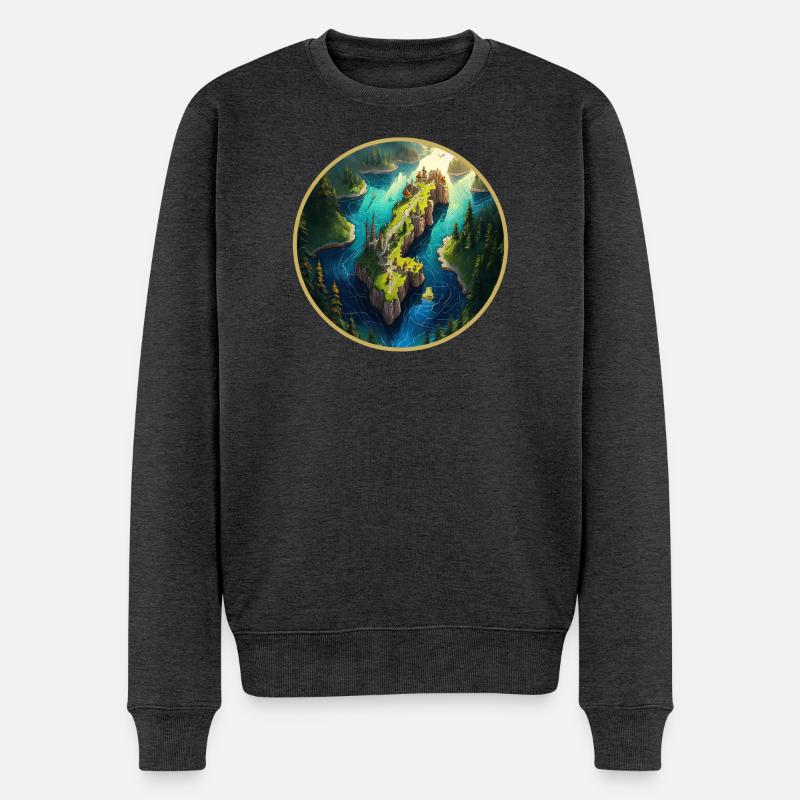Fantasy Schweden Karte - Männer Premium Bio Pullover - Anthrazit meliert