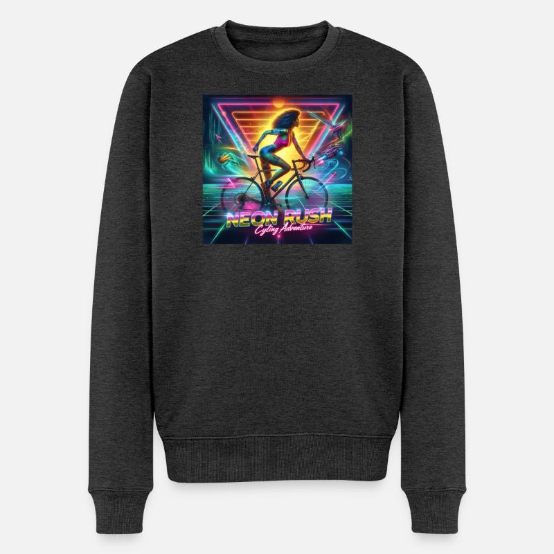 Neon Rush - Poster im Stil der 80er Jahre - Männer Premium Bio Pullover - Anthrazit meliert