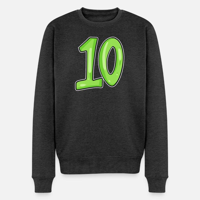 Dix numéros 10 Nombre - Pull Premium bio Homme - anthracite chiné
