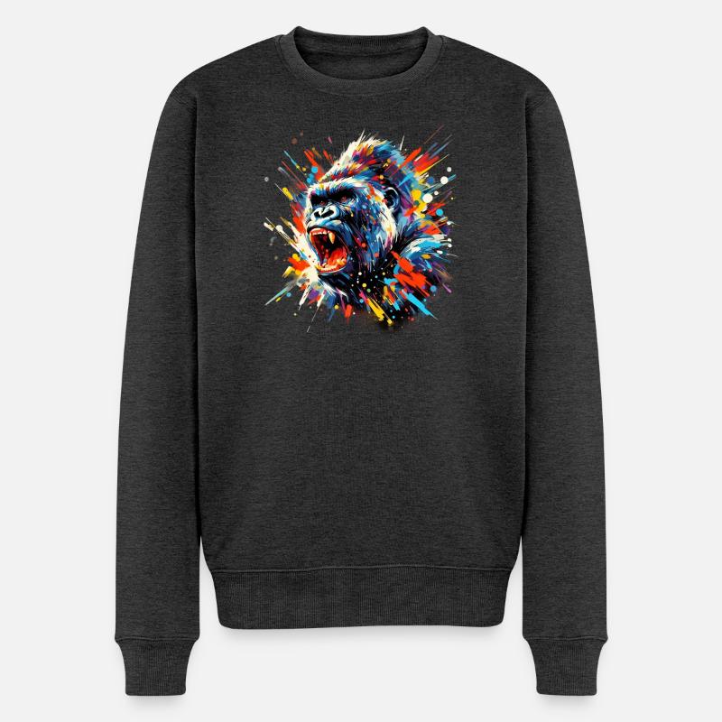 Gorilla - Männer Premium Bio Pullover - Anthrazit meliert