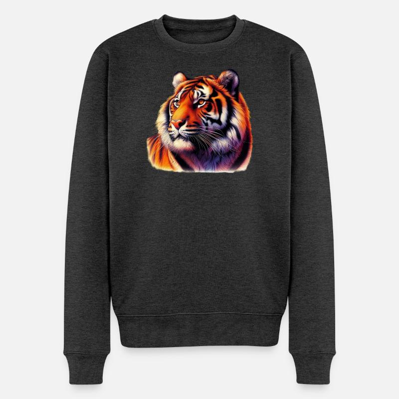 Tiger - Männer Premium Bio Pullover - Anthrazit meliert