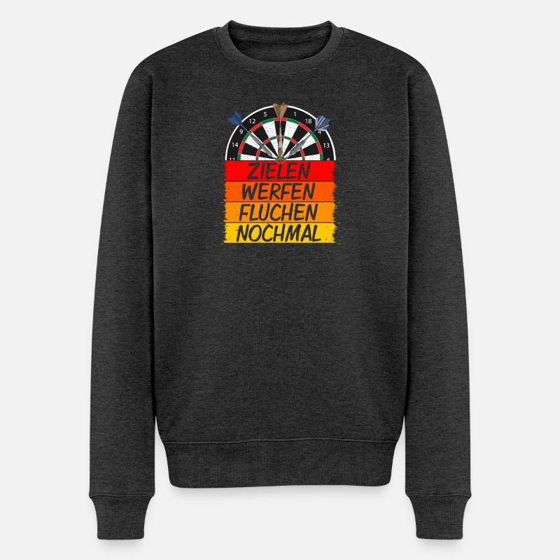 Zielen, Werfen, Fluchen, Nochmal - Männer Premium Bio Pullover - Anthrazit meliert