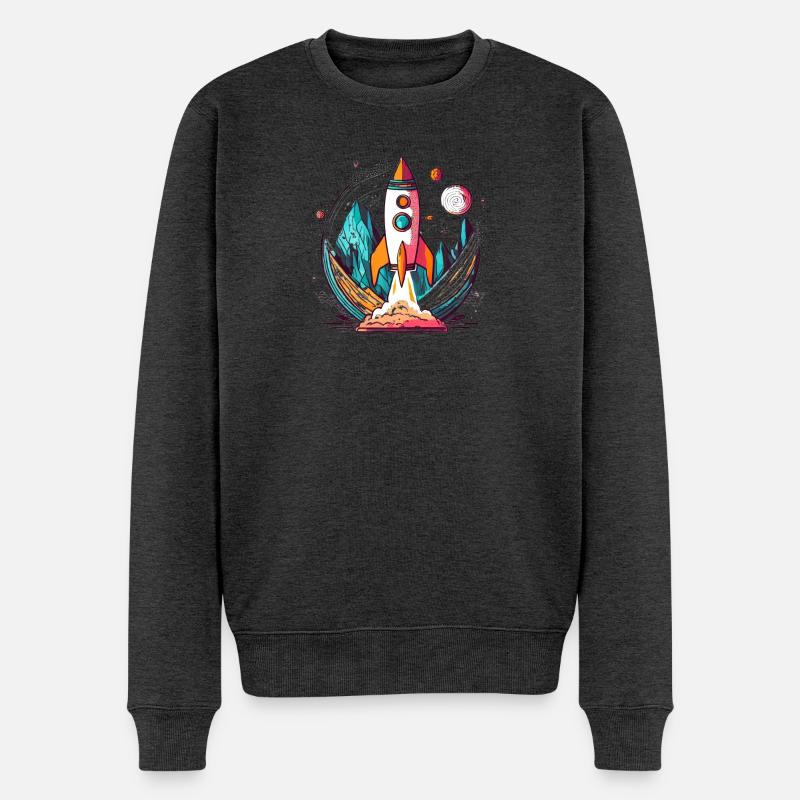 Rakete mit stylischem Design freigestellt - Männer Premium Bio Pullover - Anthrazit meliert