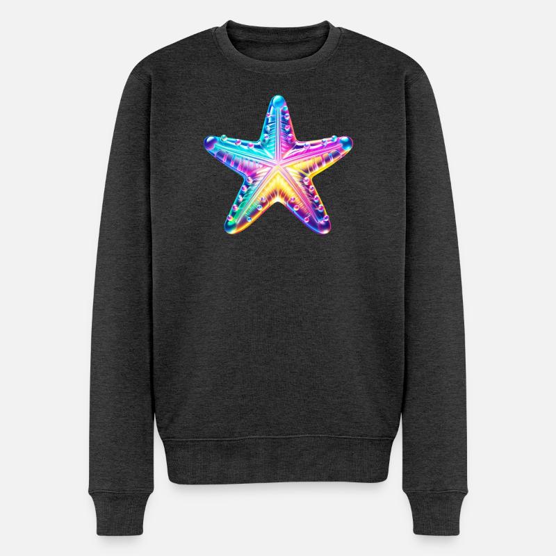 Seestern - Männer Premium Bio Pullover - Anthrazit meliert