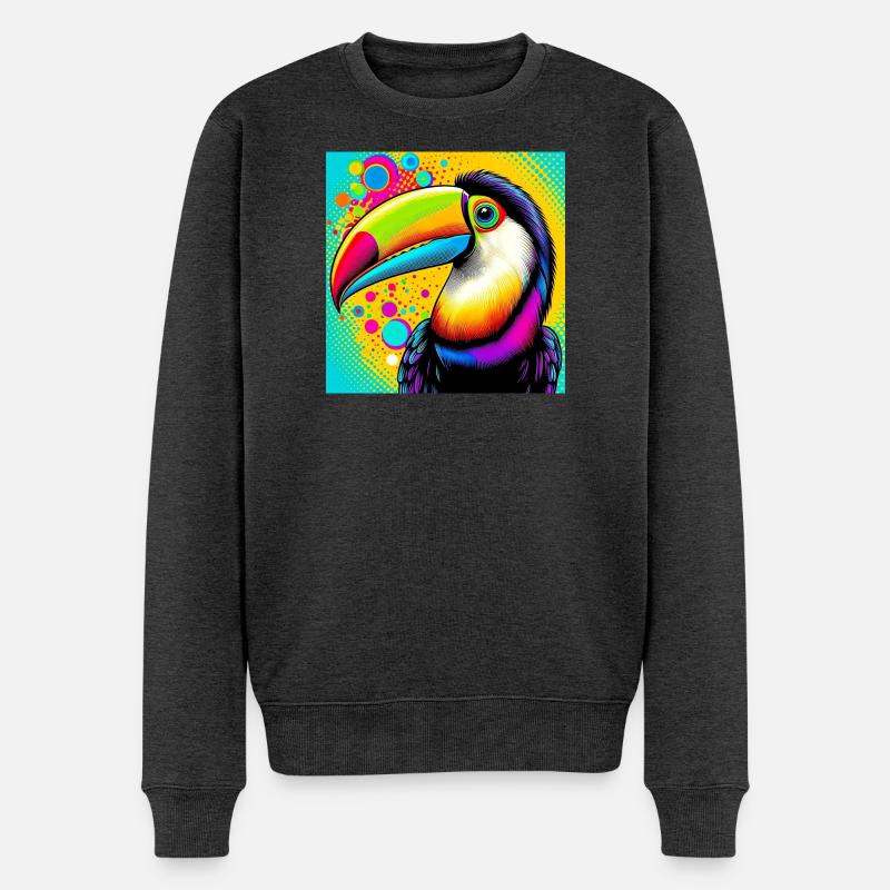 Tukan Pop Art - Männer Premium Bio Pullover - Anthrazit meliert