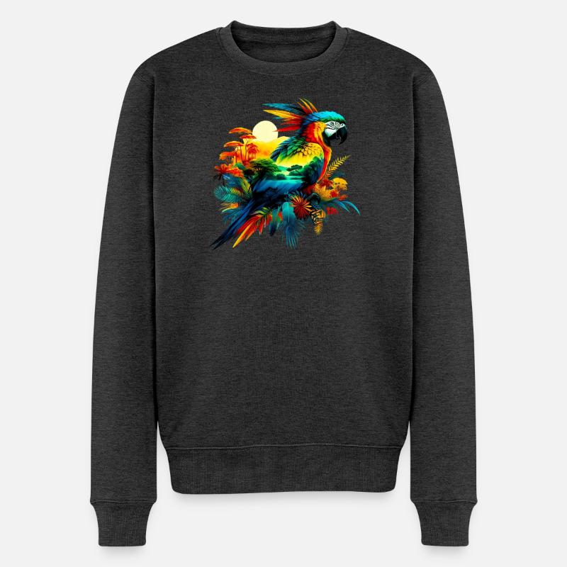 Papagei - Männer Premium Bio Pullover - Anthrazit meliert