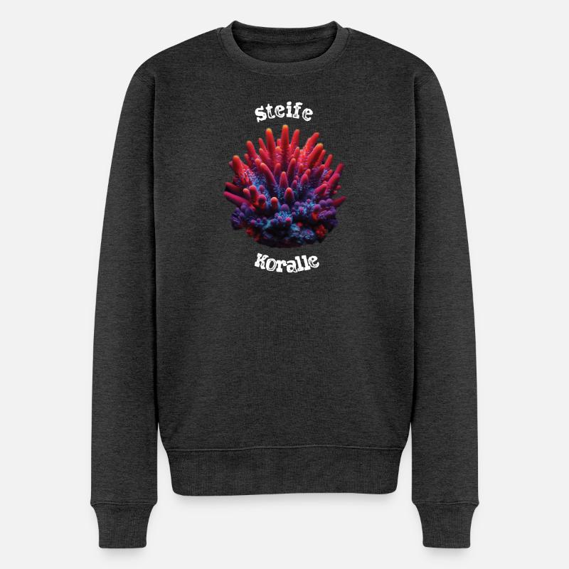 Koralle - Männer Premium Bio Pullover - Anthrazit meliert