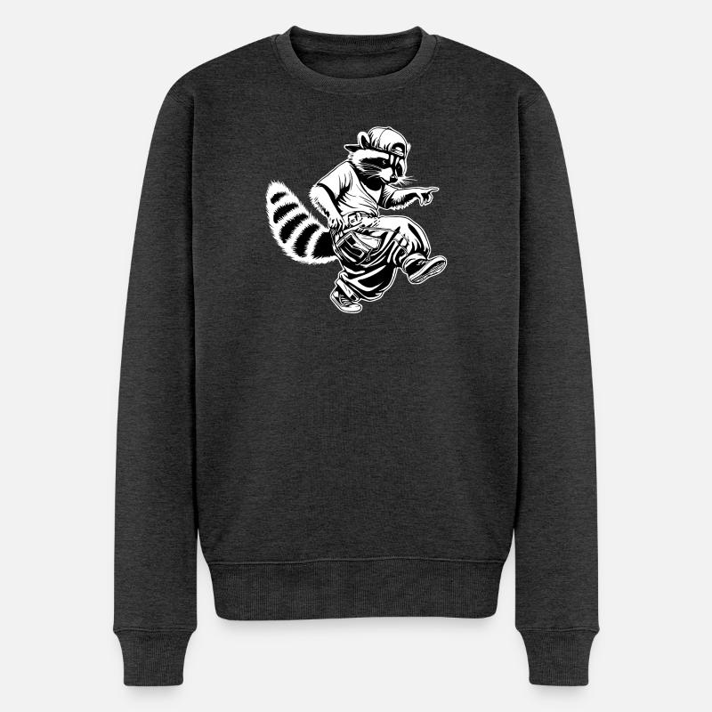 Hiphop-Waschbär - Männer Premium Bio Pullover - Anthrazit meliert