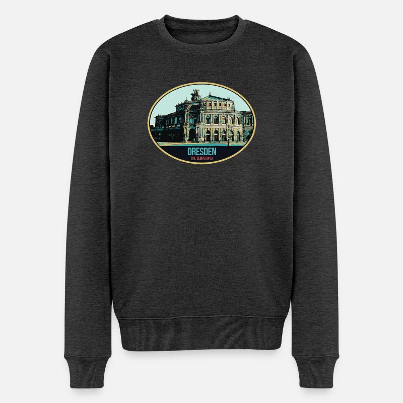 Dresdner Semperoper: Eleganz in der Illustration - Männer Premium Bio Pullover - Anthrazit meliert