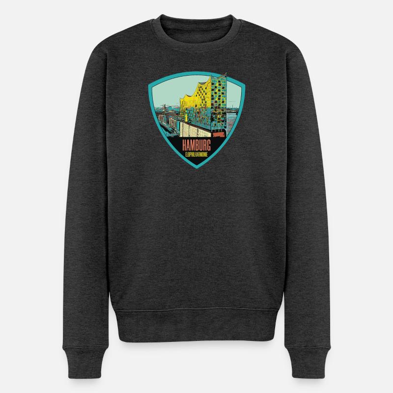 Illustration: , Hamburg - Männer Premium Bio Pullover - Anthrazit meliert