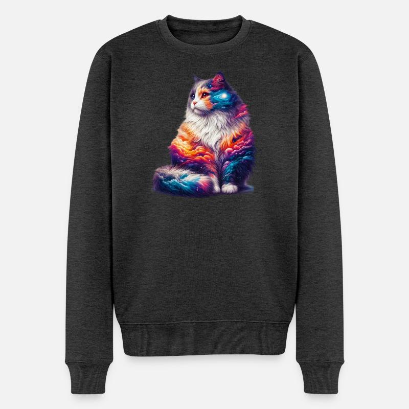 Katze - Männer Premium Bio Pullover - Anthrazit meliert