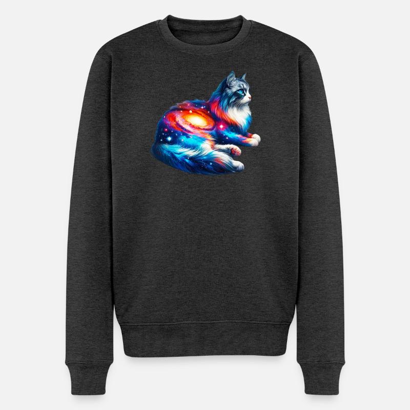 Katze - Männer Premium Bio Pullover - Anthrazit meliert