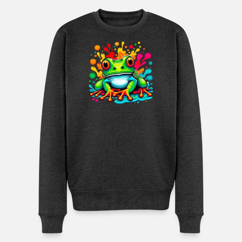Frosch - Männer Premium Bio Pullover - Anthrazit meliert