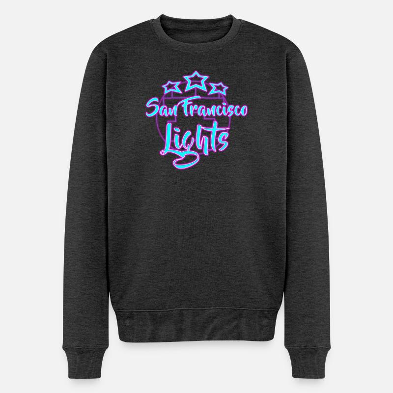 Neon San Francisco Lichter Design - Männer Premium Bio Pullover - Anthrazit meliert