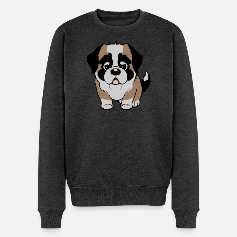 bernhardiner hund - Männer Premium Bio Pullover - Anthrazit meliert