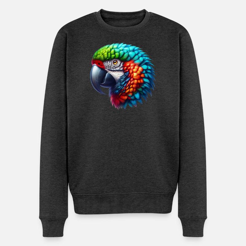 Papagei - Männer Premium Bio Pullover - Anthrazit meliert