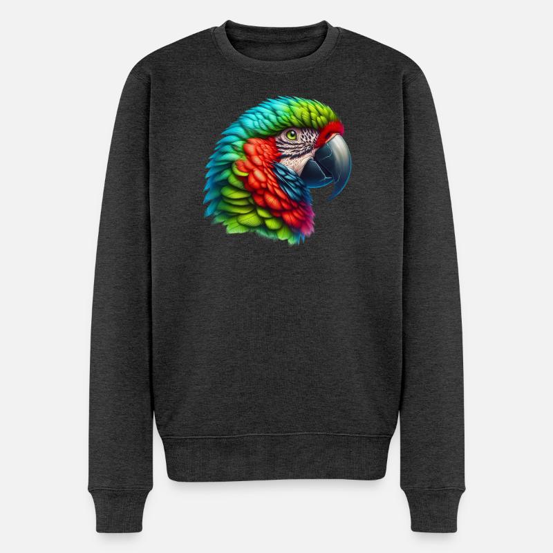 Papagei - Männer Premium Bio Pullover - Anthrazit meliert