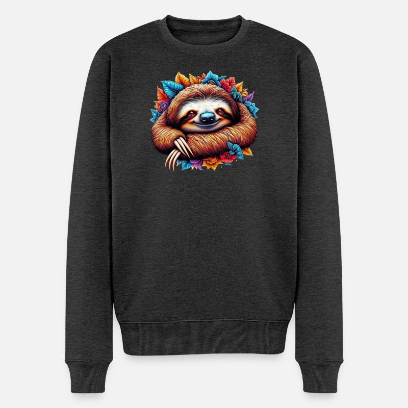 Faultier - Männer Premium Bio Pullover - Anthrazit meliert
