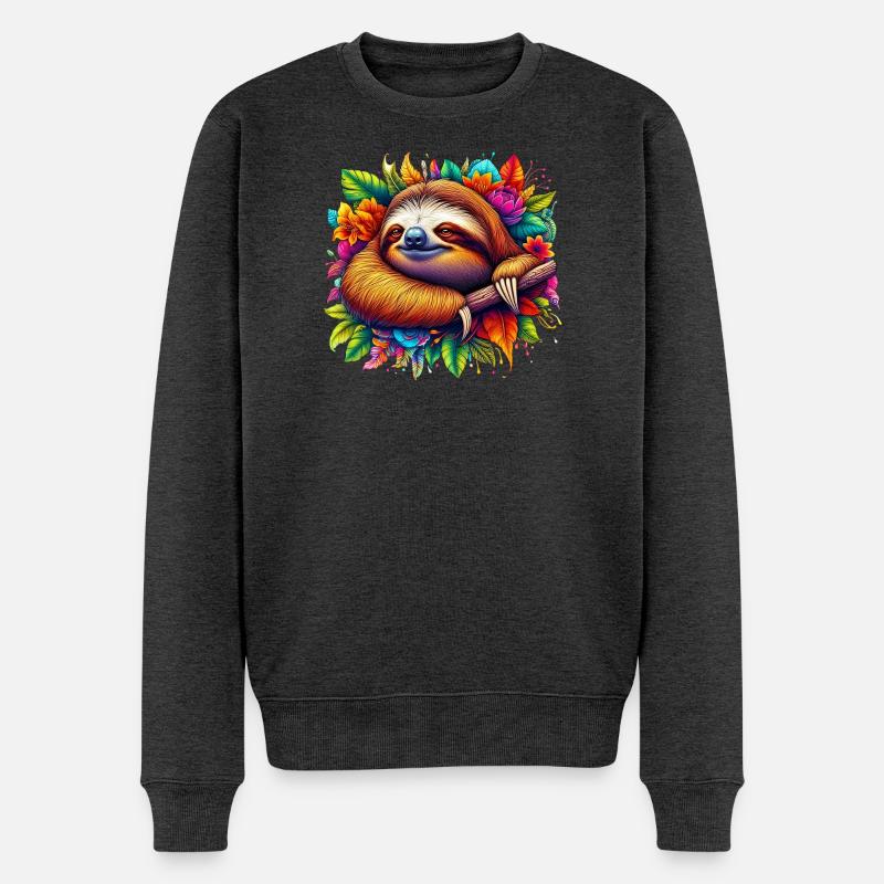 Faultier - Männer Premium Bio Pullover - Anthrazit meliert