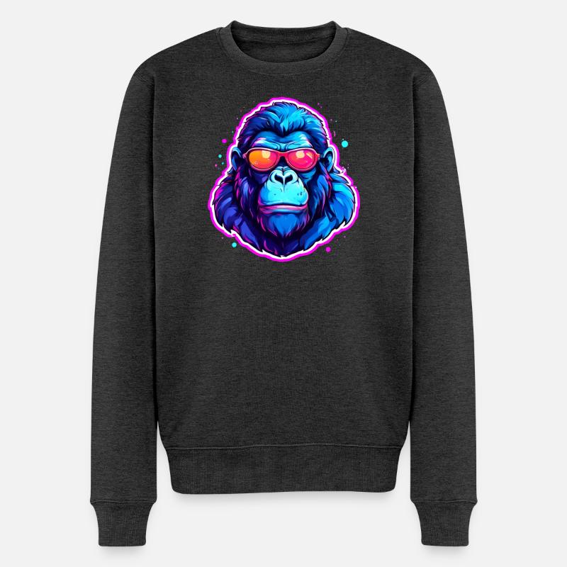 Ein cooler Gorilla mit Sonnenbrille - Männer Premium Bio Pullover - Anthrazit meliert