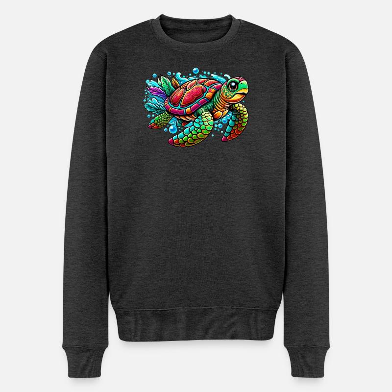 Schildkröte - Männer Premium Bio Pullover - Anthrazit meliert