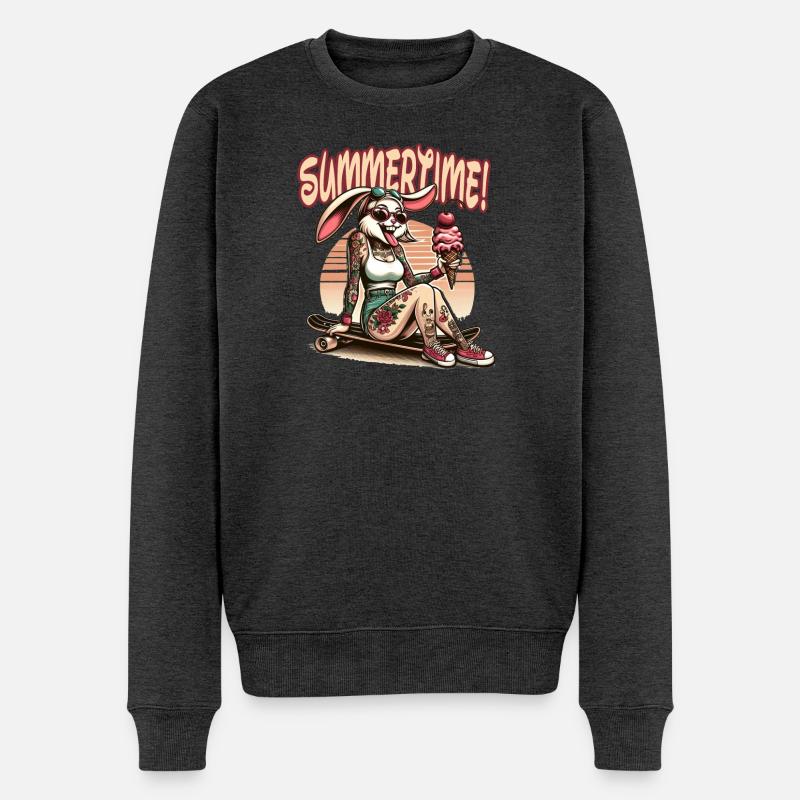 summertime hase tattoo sneaker eis sommer strand - Männer Premium Bio Pullover - Anthrazit meliert