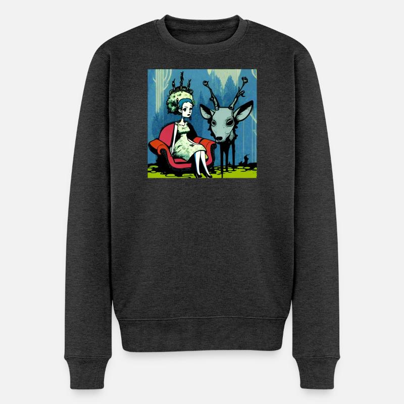 Psychedelic deer 01 - Pull Premium bio Homme - anthracite chiné