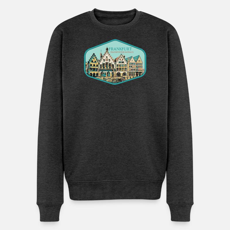 Historisches Zentrum: Frankfurter Rathaus - Männer Premium Bio Pullover - Anthrazit meliert