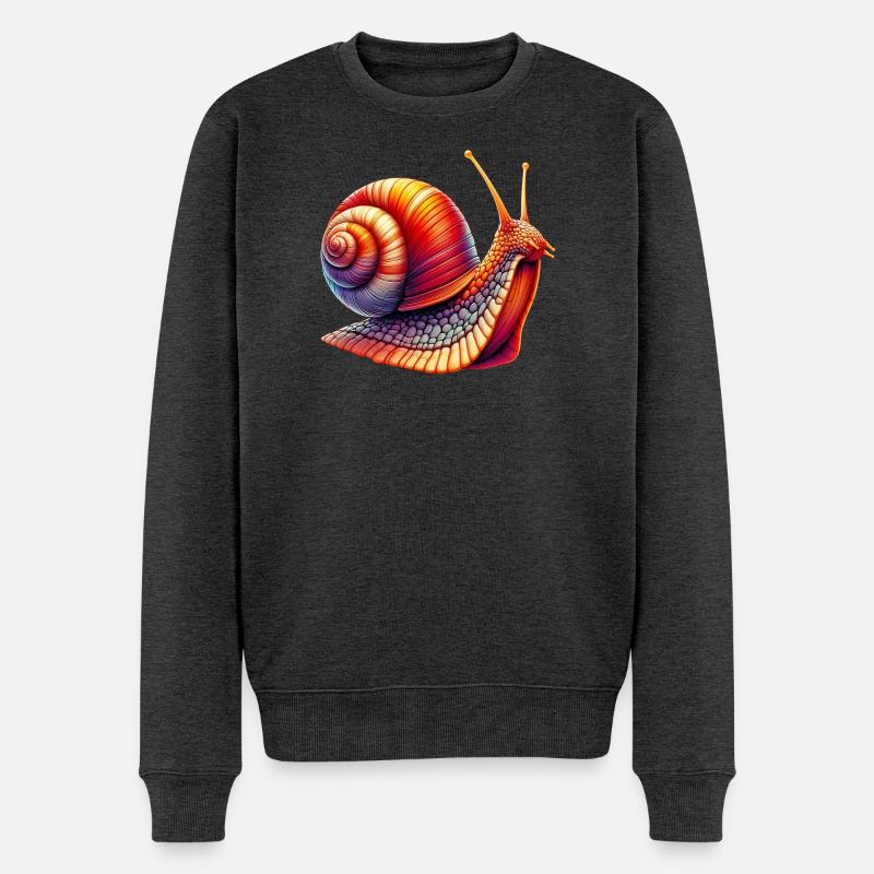 Schnecke - Männer Premium Bio Pullover - Anthrazit meliert