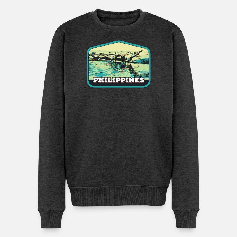 Authentisches Angeln auf den Philippinen - Männer Premium Bio Pullover - Anthrazit meliert