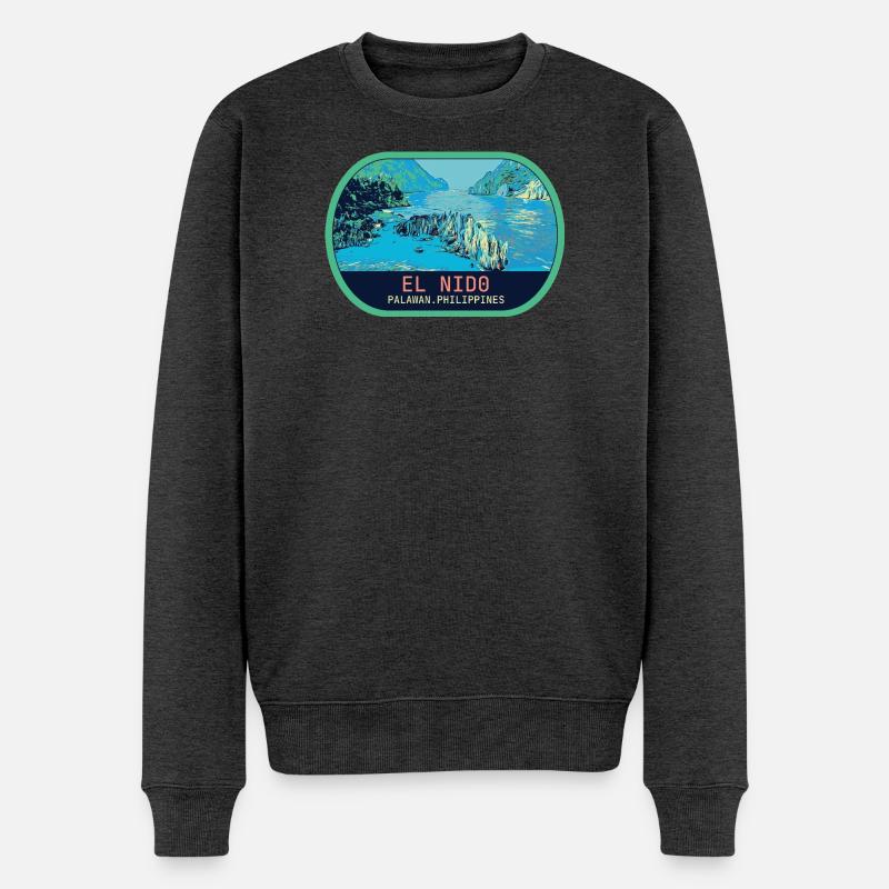 Atemberaubendes El Nido: Himmlische Luftaufnahme - Männer Premium Bio Pullover - Anthrazit meliert