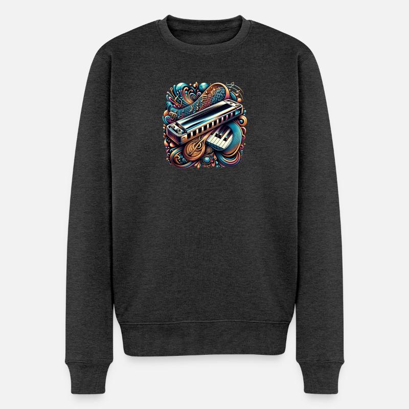 Design abstrait d'harmonica - Pull Premium bio Homme - anthracite chiné