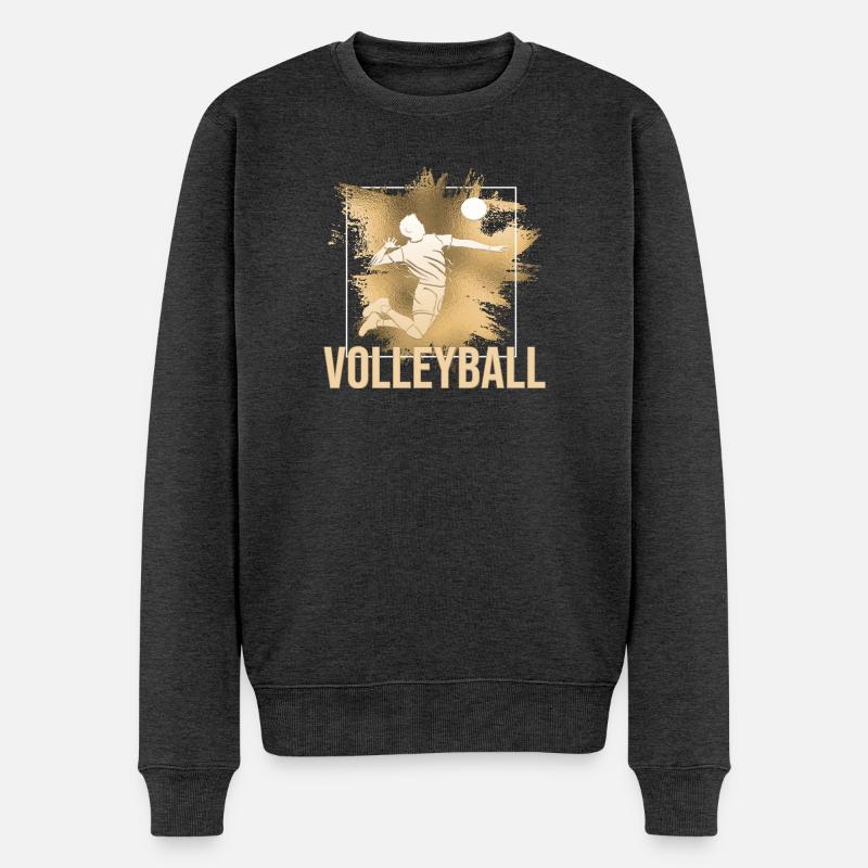 Volleyball - Männer Premium Bio Pullover - Anthrazit meliert
