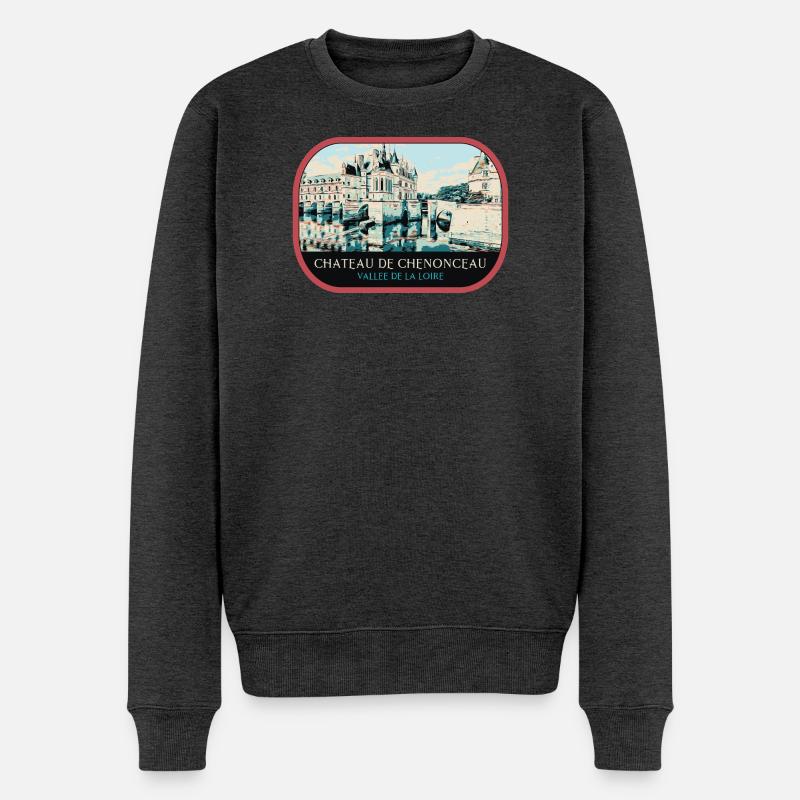Illustration Château Chenonceau, Loiretal - Männer Premium Bio Pullover - Anthrazit meliert