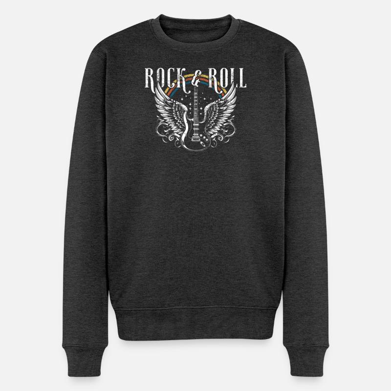 Rock & Roll Guitar - Männer Premium Bio Pullover - Anthrazit meliert