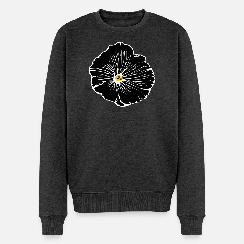 Fleur, Noir, Fleurs, Noir, Fleur - Pull Premium bio Homme - anthracite chiné