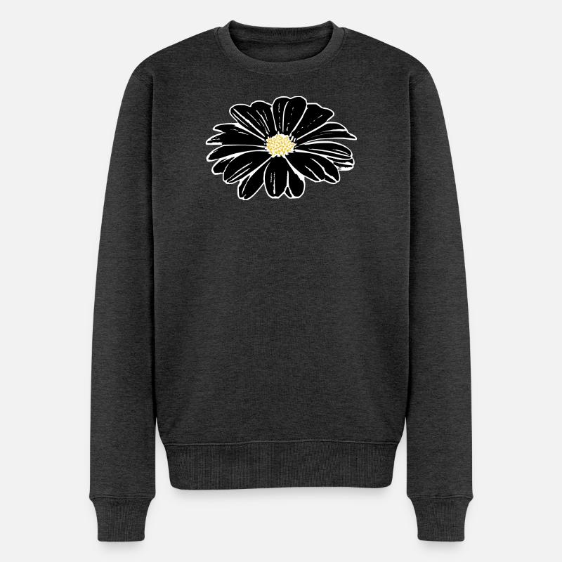 Fleur, Noir, Fleurs, Noir, Fleur - Pull Premium bio Homme - anthracite chiné