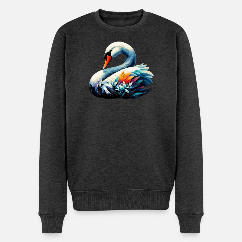 Schwan - Männer Premium Bio Pullover - Anthrazit meliert