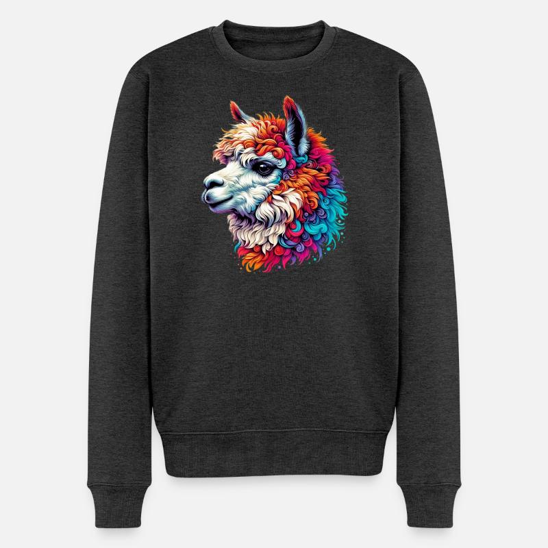 Alpaka - Männer Premium Bio Pullover - Anthrazit meliert