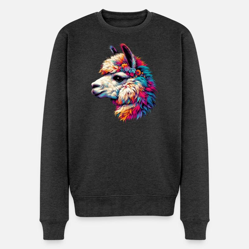 Alpaka - Männer Premium Bio Pullover - Anthrazit meliert