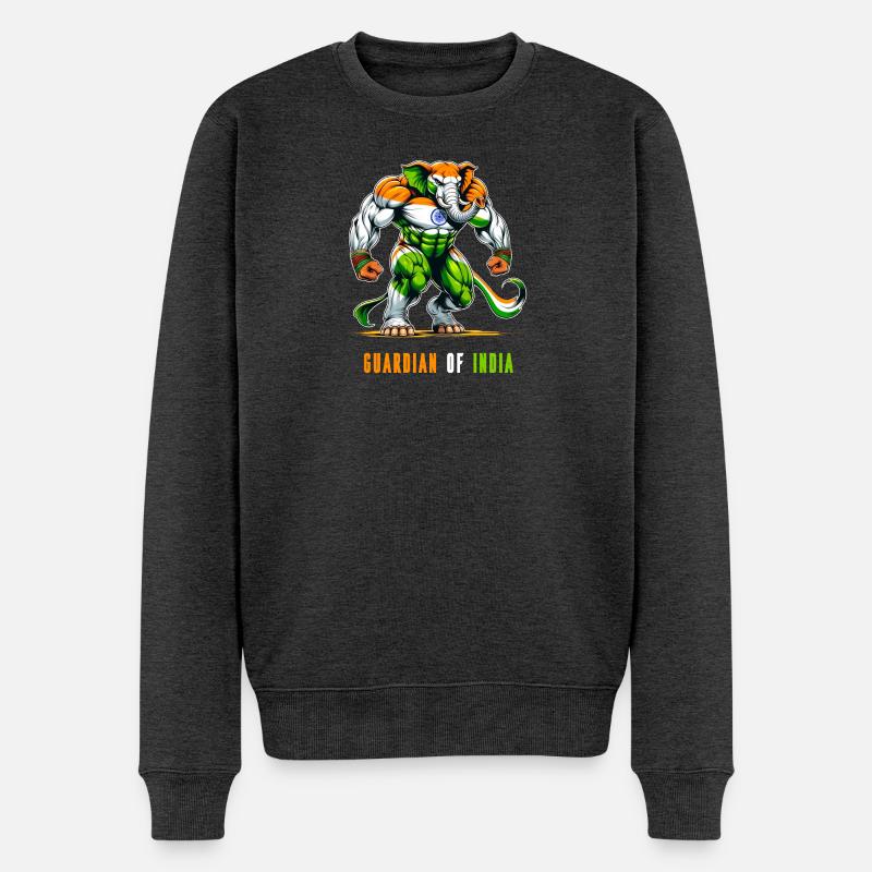Indien Elefanten Nationalflaggen Design - Männer Premium Bio Pullover - Anthrazit meliert