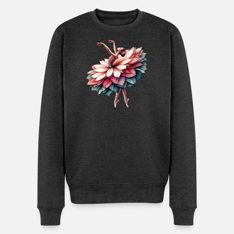 Balletttänzerin mit Tutu - Männer Premium Bio Pullover - Anthrazit meliert