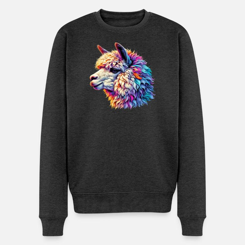 Alpaka - Männer Premium Bio Pullover - Anthrazit meliert