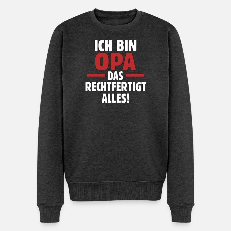 Ich bin Opa – Das Rechtfertigt Alles! - Männer Premium Bio Pullover - Anthrazit meliert